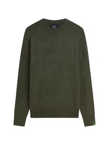Lung pulover Scotch & Soda cu decolteu rotund verde