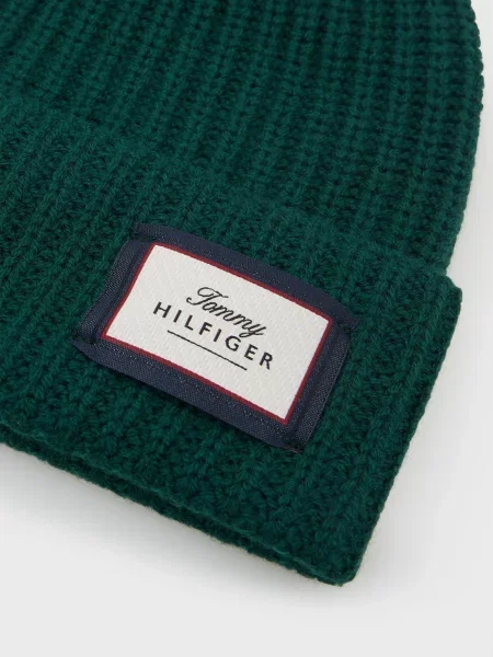 Вовняна шапка Tommy Hilfiger зелена