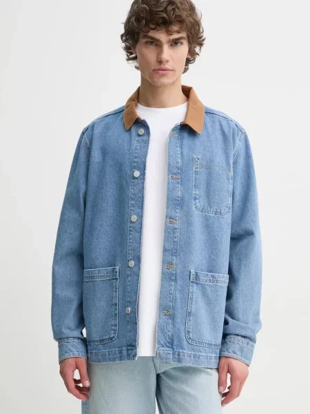 Дънкова риза Les Deux мъжка със свободна кройка с класическа яка синьо