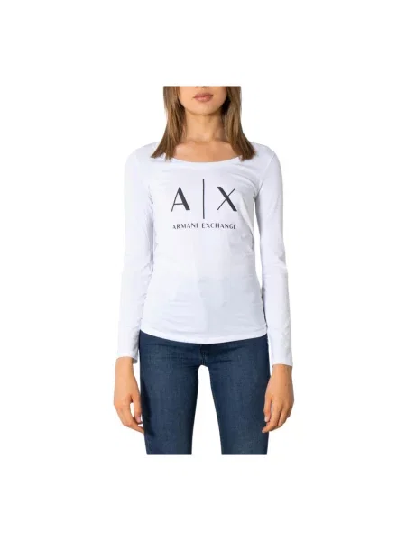 Top Armani Exchange z długim rękawem z nadrukiem czarny