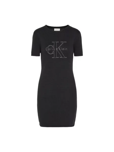Sukienka jeansowa Calvin Klein Jeans z krótkim rękawem czarna