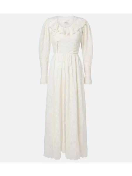 Rochie maxi Isabel Marant de mătase cu model floral de costum alb