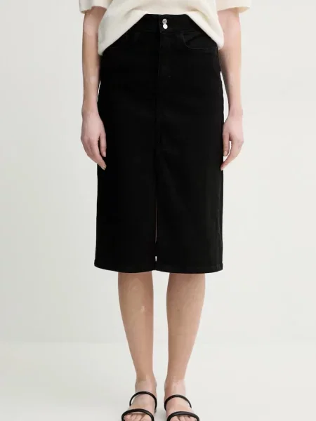 Fustă din denim Filippa K până la genunchi negru