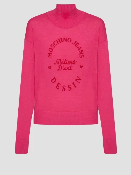 Вовняна водолазка Moschino рожева