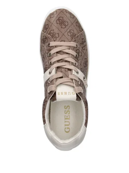 Sneakerși Guess cu autograf maro