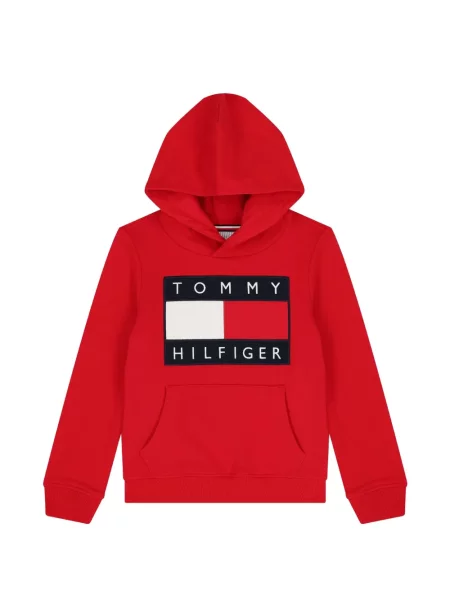 Bluza z kapturem dziecięca Tommy Hilfiger czerwona