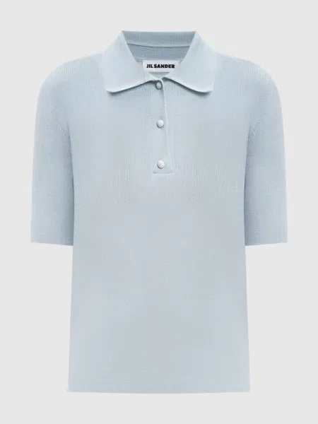 Поло з вовни Jil Sander блакитне