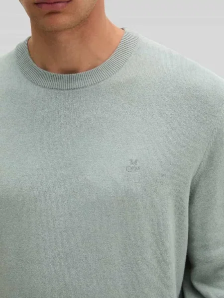 Sweter w kroju regular fit z mieszanki bawełny z dodatkiem żywej wełny Marc O'polo zielony