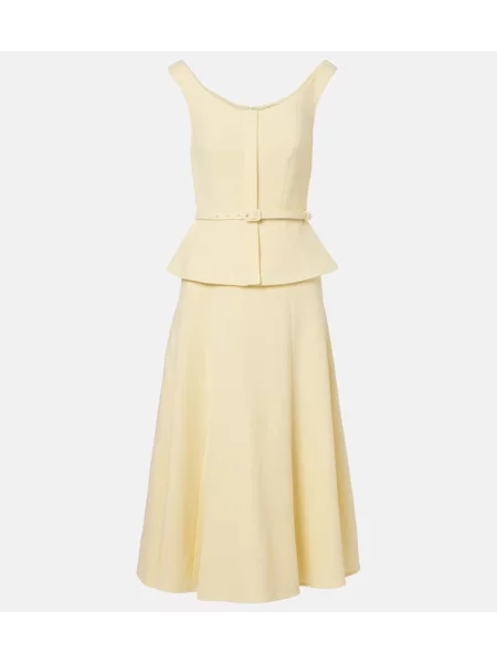 Cu peplum rochie midi Roland Mouret de lână până la genunchi galben