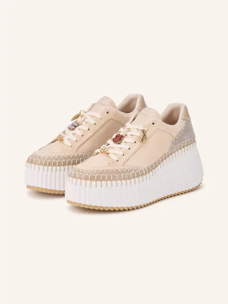 Chloé Sneakersy Nama beige beżowe