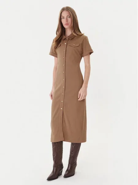 Tommy Hilfiger Sukienka koszulowa Gold Button brązowy