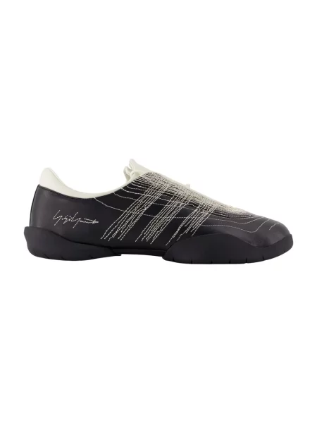 Haftowane sneakersy Y-3 skórzane czarne