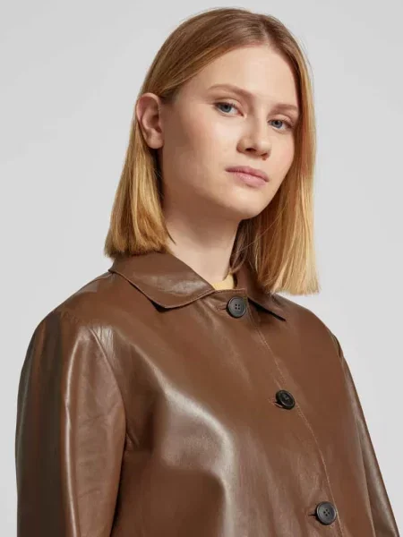 Kurtka skórzana Weekend Max Mara beżowa