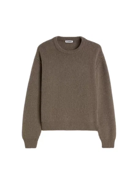 Sweter Jil Sander ze sznurkiem brązowy