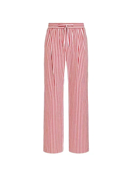 Pantaloni Dolce & Gabbana cu dungi din poplin roșu