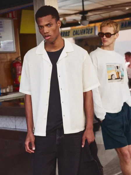 Pull&Bear Cămașă murdar alb