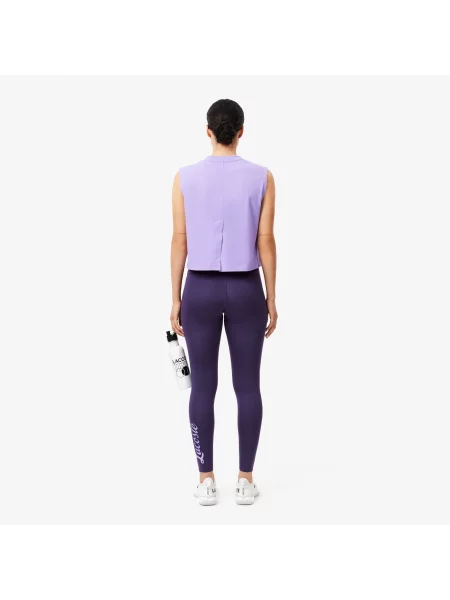 Lacoste Legginsy Z Nadrukiem Slim Fit fioletowe