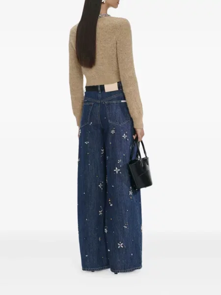 Cardigan Self-portrait din lână alpaca maro