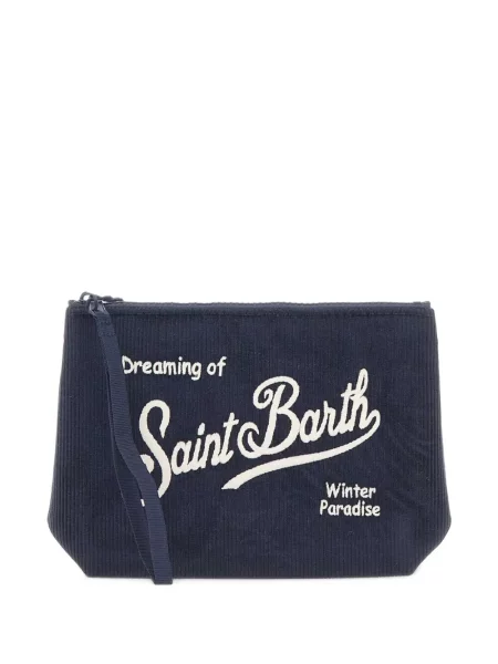 Geantă Mc2 Saint Barth cu broderie de catifea cord albastru