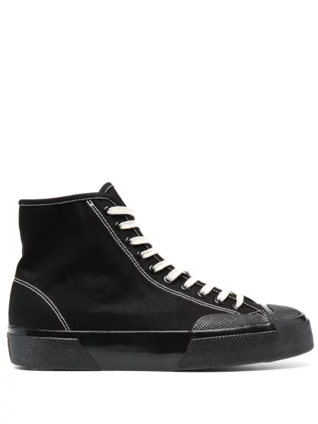 Sneakerși Superga cu șireturi din dantelă negru