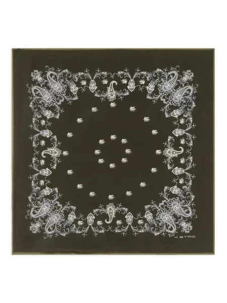 Fular Etro cu model floral verde