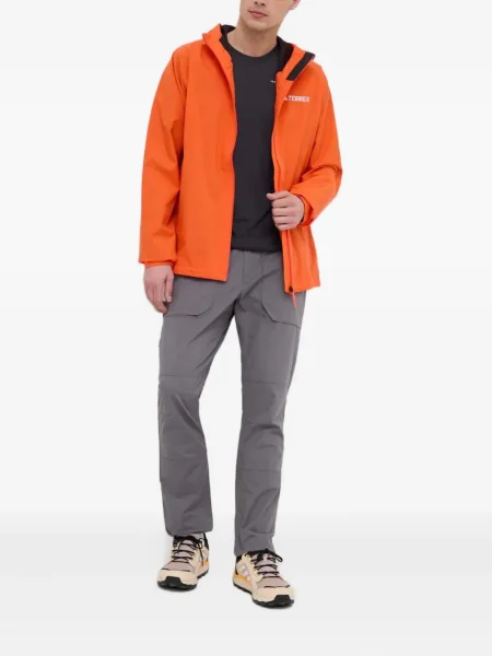 Geacă Adidas cu dungi alergare cu glugă verde