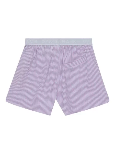 Pantaloni scurți Ganni cu dungi violet