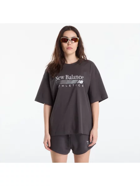 Tričko New Balance Trackside Oversized T-Shirt Black Cement L černé