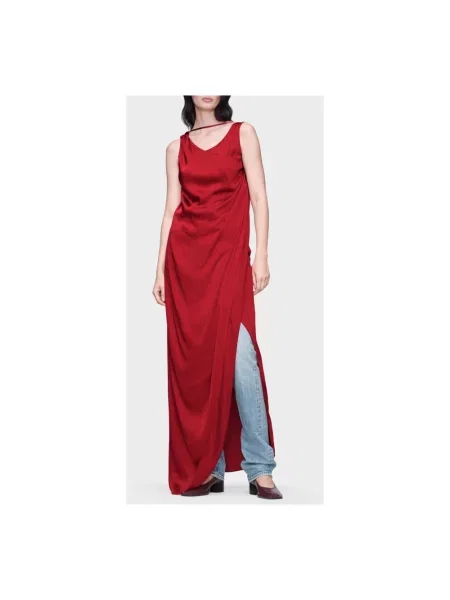 Satynowa sukienka Maison Margiela czerwona