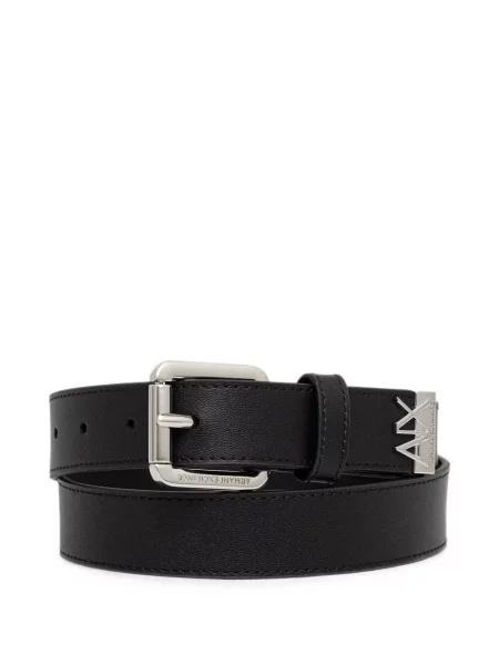 Curea Armani Exchange cu cataramă cu autograf negru