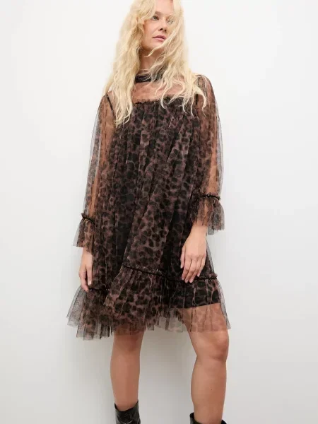 Answear.LAB sukienka mini rozkloszowana brązowy