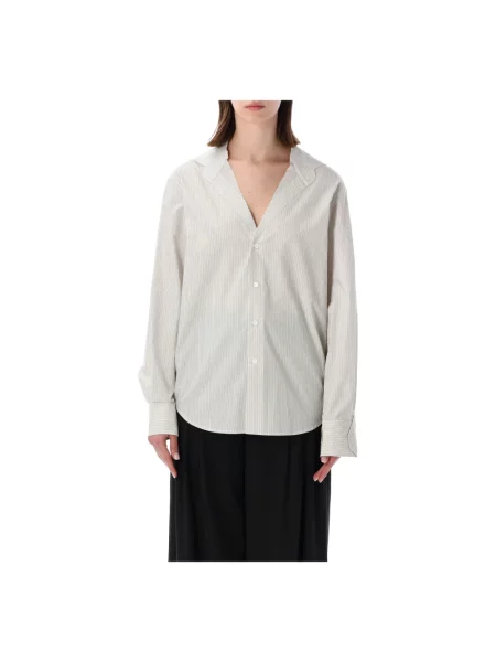 Koszula Mm6 Maison Margiela w paski z paskiem biała