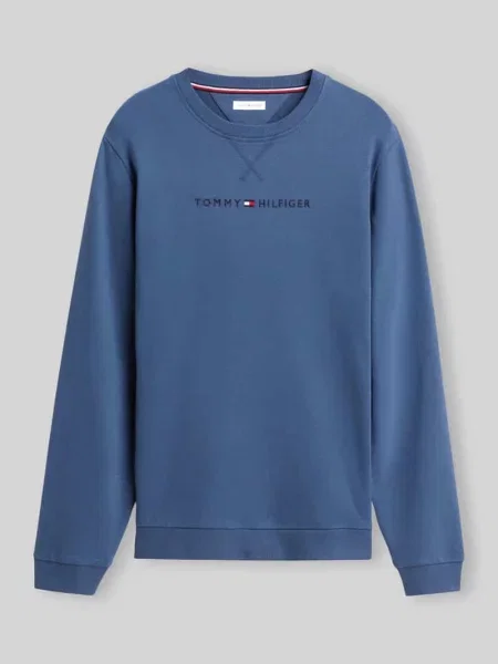 Bluza o kroju regular fit z czystej bawełny z napisem z logo Tommy Hilfiger niebieska