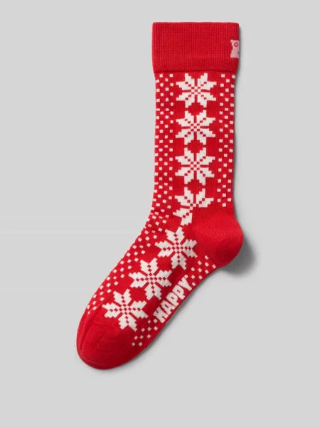 Skarpety z nadruk z logo model Isle Stars' Happy Socks czerwone
