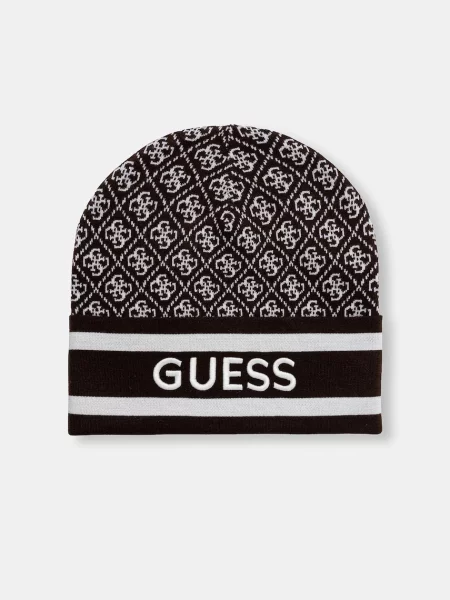 Шапка Guess SEVYN тъмносиньо кафяво