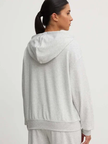 New Balance felső French Terry Small Logo Hoodie női melange kapucnis szürke