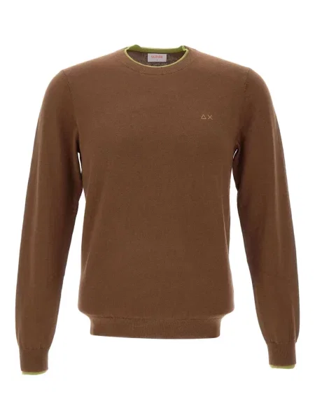 Pulover Sun68 cu decolteu rotund maro