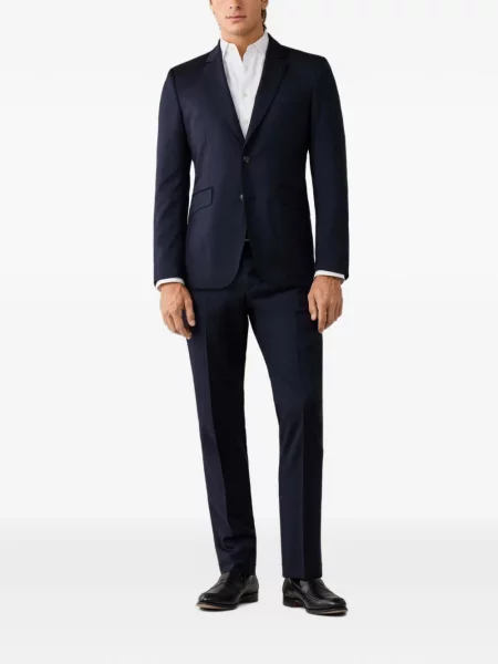Costum Hackett London de lână cu model herringbone albastru