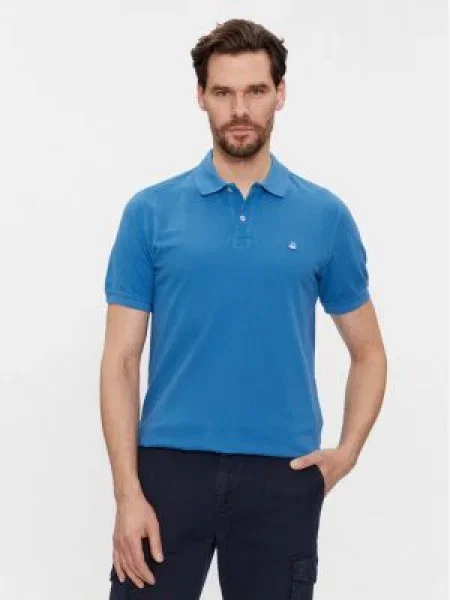United Colors Of Benetton Тениска с яка и син