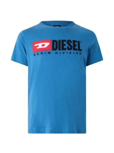 Krótka koszulka Diesel z nadrukiem niebieska