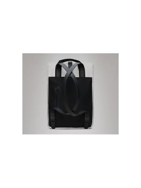 Раница Rains Backpack Mini сиво голям с изчистен дизайн черно