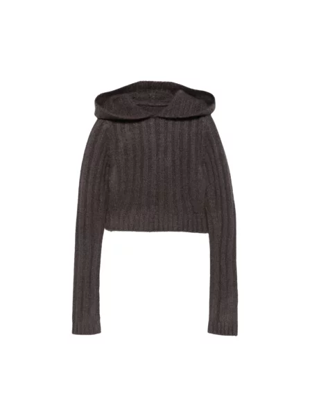 Bluza z kapturem Rick Owens z kapturem o skróconej długości szara