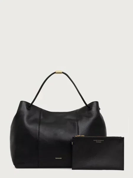 Trussardi geantă shopper pentru femei din piele negru