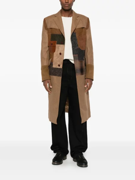 Palton Junya Watanabe Man cu model herringbone maro