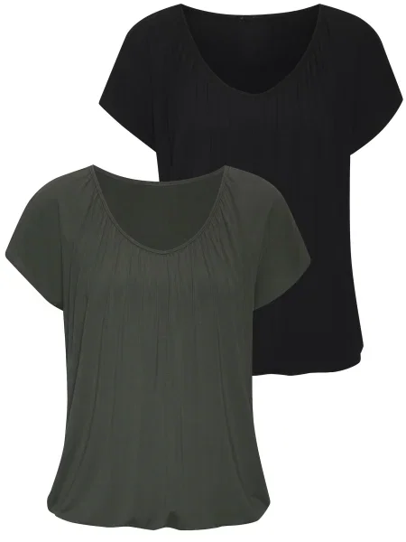 LASCANA Tricou verde închis negru