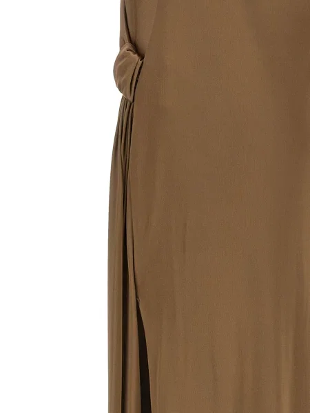 Rochie maxi Elisabetta Franchi drapată scurtă de costum maro