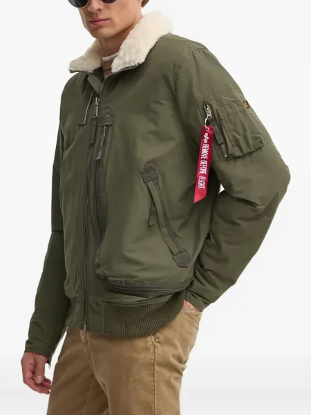 Gulerat blană artificială jachetă de blană Alpha Industries verde