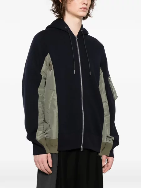 Geacă bomber Sacai cu glugă albastru