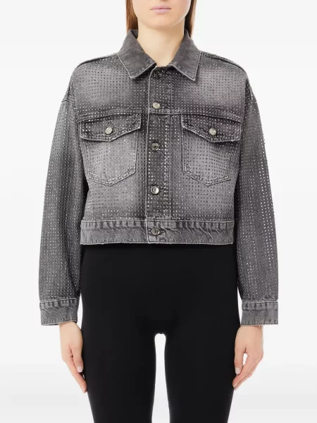 Kurtka jeansowa Liu Jo z ćwiekami szara