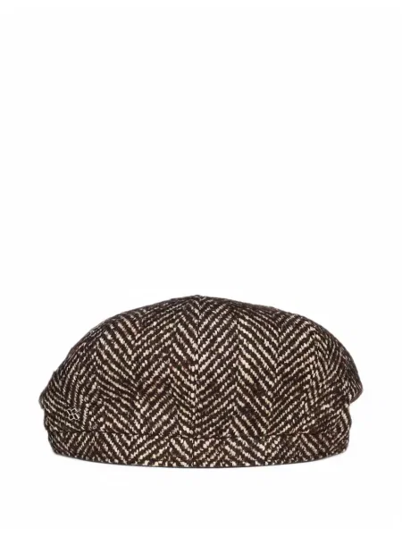Căciulă Tagliatore fără toc cu model herringbone maro